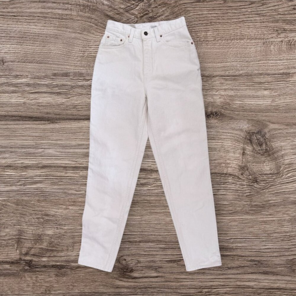 Vintage 1994 Levi’s 521 Tapered Leg Rigid Denim Off-White High Waist Jeans 10